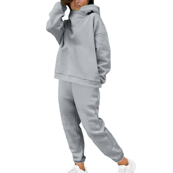 Wensltd Women's 2 Piece Outfits Sweatsuit Sets Oversized Hoodies Wide Leg Sweatpant Tracksuit Fall Lounge Set