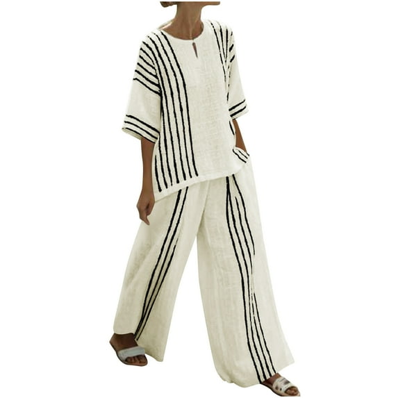 Wensltd Women's 2 Piece Set Long Sleeve Pullover Elastic Waist Sweatpants Casual Fall Outfits