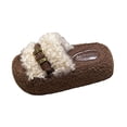 thumbnail image 1 of Wensltd Women's Bedroom Slippers Solid Color Comfort Belt Buckle Outdoor Slippers Fuzzy Slippers Black, 1 of 8