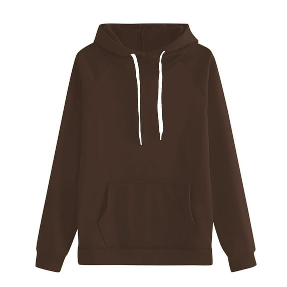 Wensltd Women's Black Long Sleeve Hoodies Casual Tunic Pullover Sweatshirts with Pocket