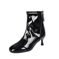 thumbnail image 1 of Wensltd Women's Boots Patent Leather Wide Width High Heel Short Boots Fashion Trendy Ankle Comfortable Daily Party Wear for Women, 1 of 9