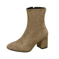 thumbnail image 1 of Wensltd Women's Boots Suede Pointed Toe Solid Color Winter Fashion Chunky Mid Heel Booties, 1 of 9