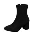 thumbnail image 1 of Wensltd Women's Boots Suede Pointed Toe Solid Color Winter Fashion Chunky Mid Heel Booties, 1 of 9