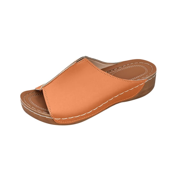Wensltd Women's Casual Sandals Wide Width Open Toe Solid Color Summer Sandals Soft Wedge Heel Breathable for Daily Walking Outdoor