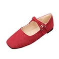 thumbnail image 1 of Wensltd Women's Casual Solid Color Square Toe Buckle Flat Shoes Comfortable Walking Shoes Everyday Wear Loafers for Women, 1 of 9