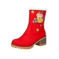 thumbnail image 1 of Wensltd Women's Christmas Boots Mid Heel Block Heel Round Toe Embroidered Red Winter Boot With Plush Lining for Festive Outfits, 1 of 9