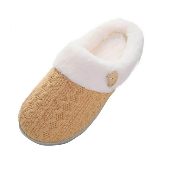 Wensltd Women's Cotton Slippers Warm Trendy Anti Skid Fuzzy Memory Foam House Shoes Indoor Outdoor