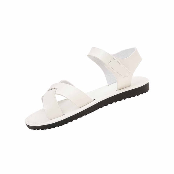 Wensltd Women's Cross Strap Sandals Comfortable Open Toe Casual Flat Walking Sandals for Outdoor Wear Plus Size White