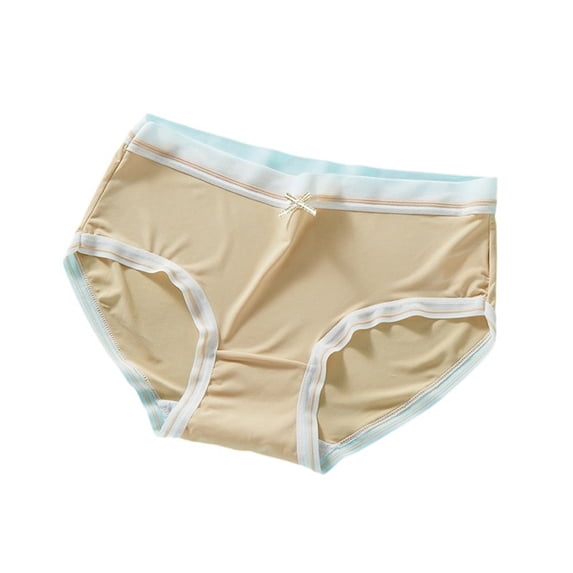 Wensltd Women's Daily Panties Solid Color Seamless Cotton Mid Rise Comfortable Blue Underwear