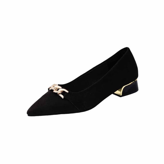 Wensltd Women's Dressy Work Shoes Casual Walking Shoe Solid Color Pointed Toe Closed Toe Shoes Lightweight Black