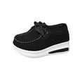 thumbnail image 1 of Wensltd Women's Fashion Loafers Comfortable Casual Wedge Heel Shoes Lace-up Black Work Shoes, 1 of 9