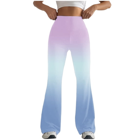 Wensltd Women's Flare Leggings Full Length Summer Gradient Dance Yoga Pants