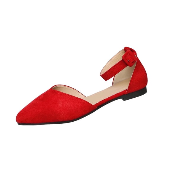 Wensltd Women's Flat Shoes Pointed Toe Ankle Strap Flats For Everyday Office And Casual Wear