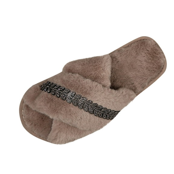 Wensltd Women's Flat Slippers with Memory Foam Indoor Outdoor Soft Warm Fuzzy House Slippers White