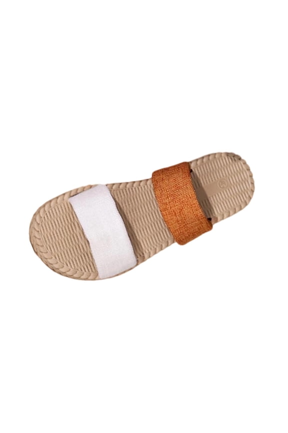 Women's Flat Sole Sandals Summer Color Block Strap Sandals Beach Wear Trendy Outdoor Comfortable Slippers Orange