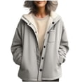 thumbnail image 1 of Wensltd Women's Fleece-Lined Jacket Button Front Pockets Long Sleeve Winter Coat Comfortable, 1 of 7