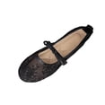 thumbnail image 1 of Wensltd Women's Floral Mesh Shoes Bow Mary Jane Flats Spring Summer Daily Walking Soft Ballet Flats Black, 1 of 4