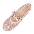 thumbnail image 1 of Wensltd Women's Floral Mesh Shoes Bow Mary Jane Flats Spring Summer Daily Walking Soft Ballet Flats Pink, 1 of 5