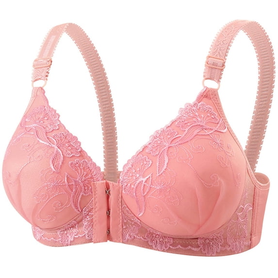 Wensltd Women's Front Closure Solid Color Lifting Push-Up Support Bra Soft Padded Everyday Bras