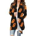 thumbnail image 1 of Wensltd Women's Halloween Cardigan Pumpkin Cat Print Long Sleeve Open Front Outwear Coat Tops, 1 of 6