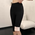 thumbnail image 1 of Wensltd Women's High Waist Capri Pants Solid Color Elastic Thermal Leggings Warm Winter Soft Pants, 1 of 5