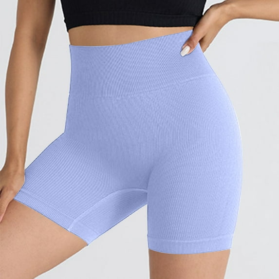 Wensltd Women's High Waist Yoga Workout Shorts Tummy Control Fitness Athletic Running Shorts