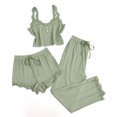 thumbnail image 1 of Wensltd Women's Home Clothes Lace Trim Three Piece Set Camisole Shorts Long Pants Sleepwear Slim Fit Homewear, 1 of 2