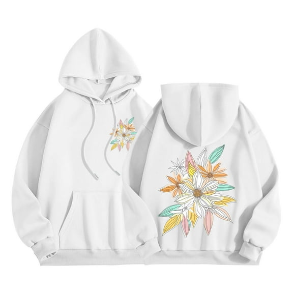 Wensltd Women's Hoodies Cute Printing Long Sleeve Tops Warm Loose Fall Pullover Sweatshirts