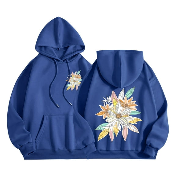 Wensltd Women's Hoodies Cute Printing Long Sleeve Tops Warm Loose Fall Pullover Sweatshirts