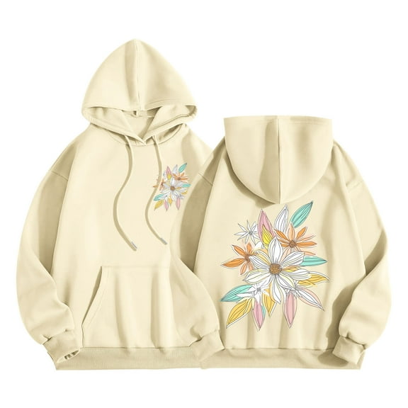 Wensltd Women's Hoodies Cute Printing Long Sleeve Tops Warm Loose Fall Pullover Sweatshirts