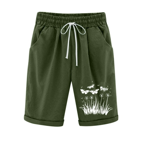 Wensltd Women's Linen Shorts Casual Wide Leg Ruffle High Waisted Drawstring Summer Shorts with Pockets