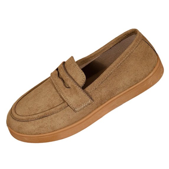Wensltd Women's Loafers Slip On Flat Shoes Suede Upper Spring Autumn Daily Soft Walking Shoes