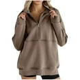 thumbnail image 1 of Wensltd Women's Long Sleeve Lapel Sweatshirt Soft Loose Pullover Zip Up Sweatshirts for Women, 1 of 7