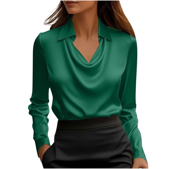 Wensltd Women's Long Sleeve Shirts Casual Crewneck Tops Fall Fashion Soft Basic Top for Work Business