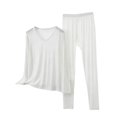 thumbnail image 1 of Wensltd Women's Long Sleeve Sleepwear Comfortable Winter Warm Pajamas Solid Color Round Neck Top Soft Sleep Wear Set Home Clothing White XXXL, 1 of 5