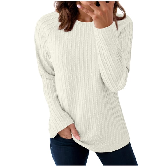 Wensltd Women's Long Sleeve Tops Spring Fashion Crewneck Stretch Slim Fit Basic Top
