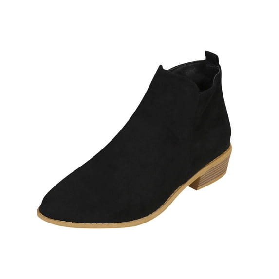Wensltd Women's Low Heel Ankle Boots Brown Comfortable and Stylish Pointed Toe Booties for Everyday Wear