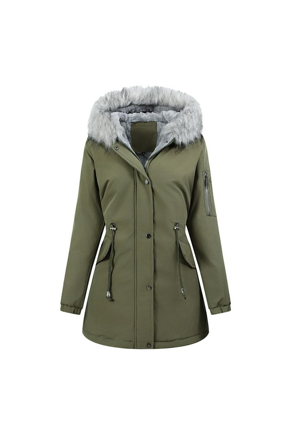 Women's Mid-Length Fall Winter Outerwear Soft Warm Cotton-padded JacketSnow Coat