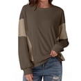 thumbnail image 1 of Wensltd Women's Oversized Crewneck Sweatshirt Lightweight Office Casual Round Neck Spring Solid Top, 1 of 6