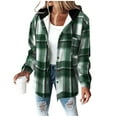 thumbnail image 1 of Wensltd Women's Plaid Long Sleeve Hooded Jacket Pockets Lined Warm Winter Coat Casual Outdoor Wear, 1 of 6