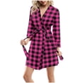 thumbnail image 1 of Wensltd Women's Plaid Nightgown Fashion Classic Sleep Robe Soft Breathable Spring Autumn Comfortable Knee Length Nightwear S-XXL, 1 of 7