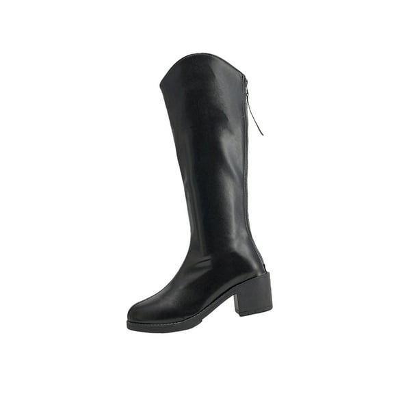 Wensltd Women's Mid Calf Boots Low Heel Winter Warm Slip Resistant Classic Boots White