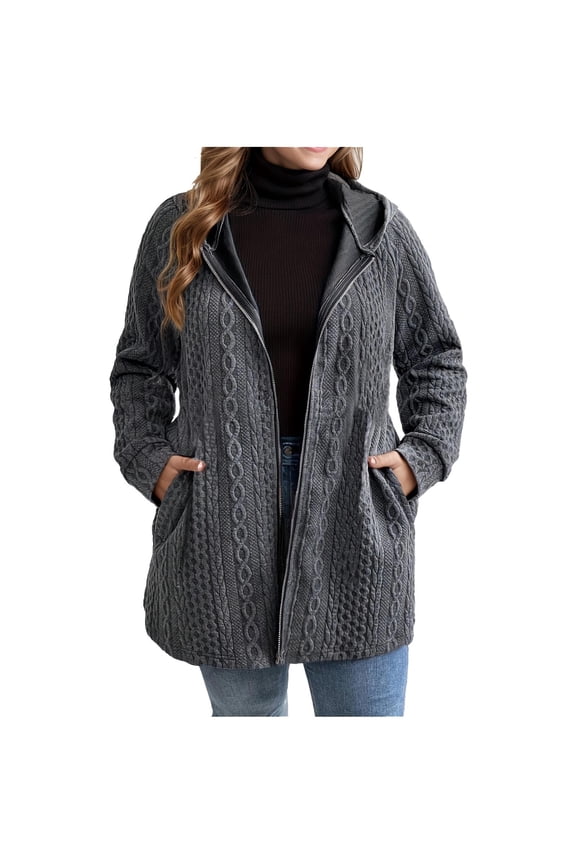 Women's Plus Size Hooded Jacket Spring Slim Fit Lightweight Jacket with Pockets S-XXL