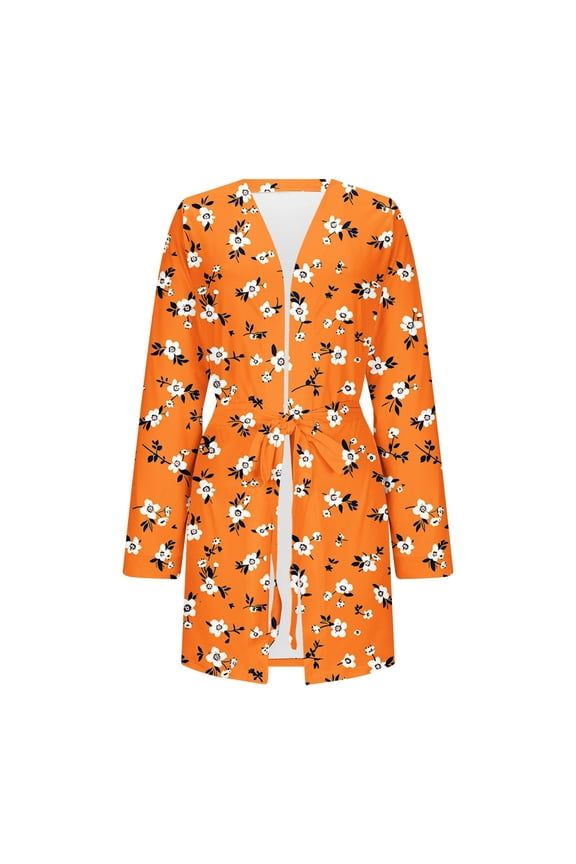 Women's Plus Size Soft Printed Bathrobe with Tie Belt Comfortable Casual Nightgown for Morning and Evening Wear S-5XL