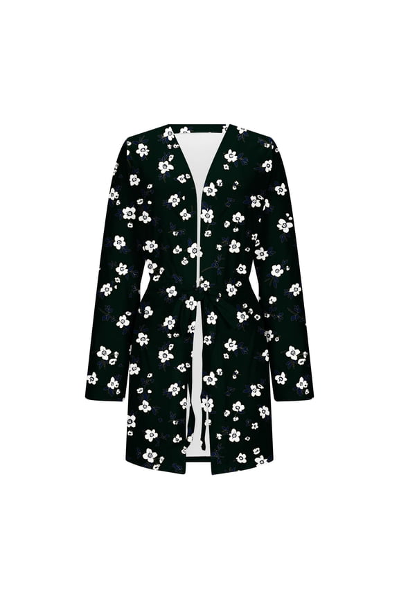 Women's Plus Size Soft Printed Bathrobe with Tie Belt Comfortable Casual Nightgown for Morning and Evening Wear S-5XL
