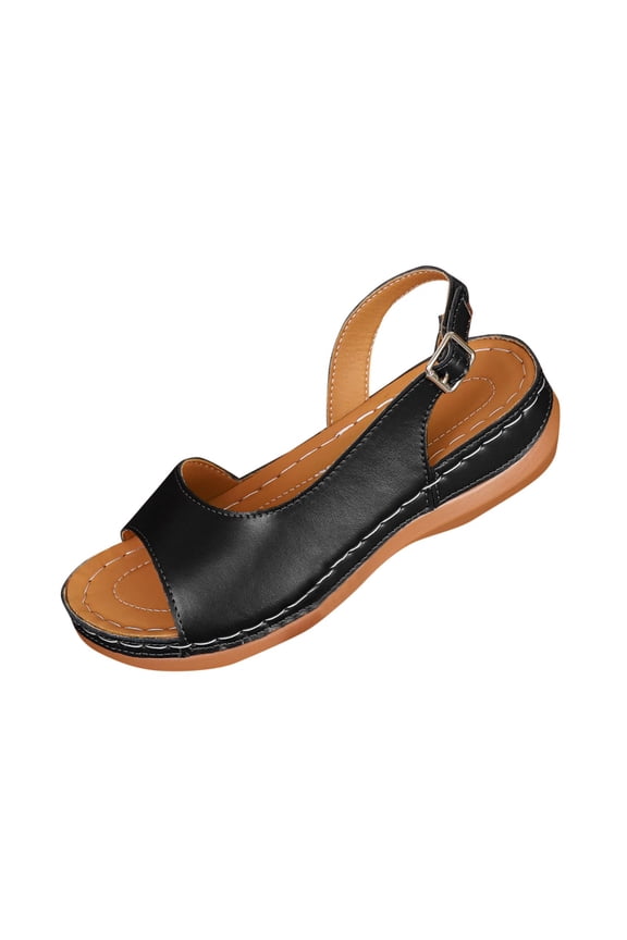 Women's Plus Size Wedge Shoes Wide Width Walking Shoes Round Toe Comfortable Walking Shoes Soft Sole Casual Shoes Black