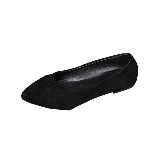 Wensltd Women's Pointy Toe Suede Shoe Versatile for Office Work All Season Classic Soft Sole Dressy Shoe Black