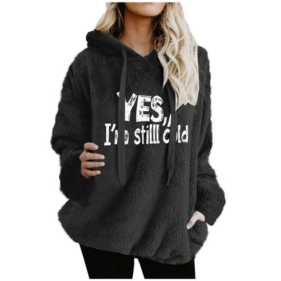 Wensltd Women's Pullover Sweatshirt Drawstring Hoodie Warm Fall and Winter Long Sleeve Tops