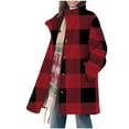 thumbnail image 1 of Wensltd Women's Quilted Fleece Jacket Lapel Collar Long Sleeve Spring Fall Plaid Coat Button Up, 1 of 7