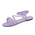 thumbnail image 1 of Wensltd Women's Round Toe Open Toe Sandals Spring Summer Casual Soft Flat Sandals for Daily Wear Solid Color Breathable Purple, 1 of 4